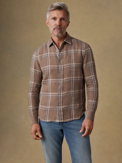 Laguna Linen Shirt - Driftwood Coast Plaid