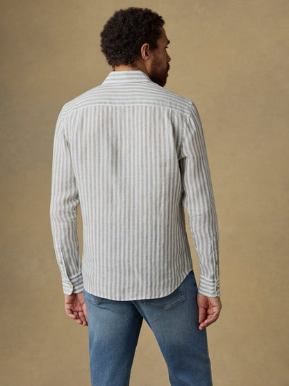 Laguna Linen Shirt - Green Hill Stripe