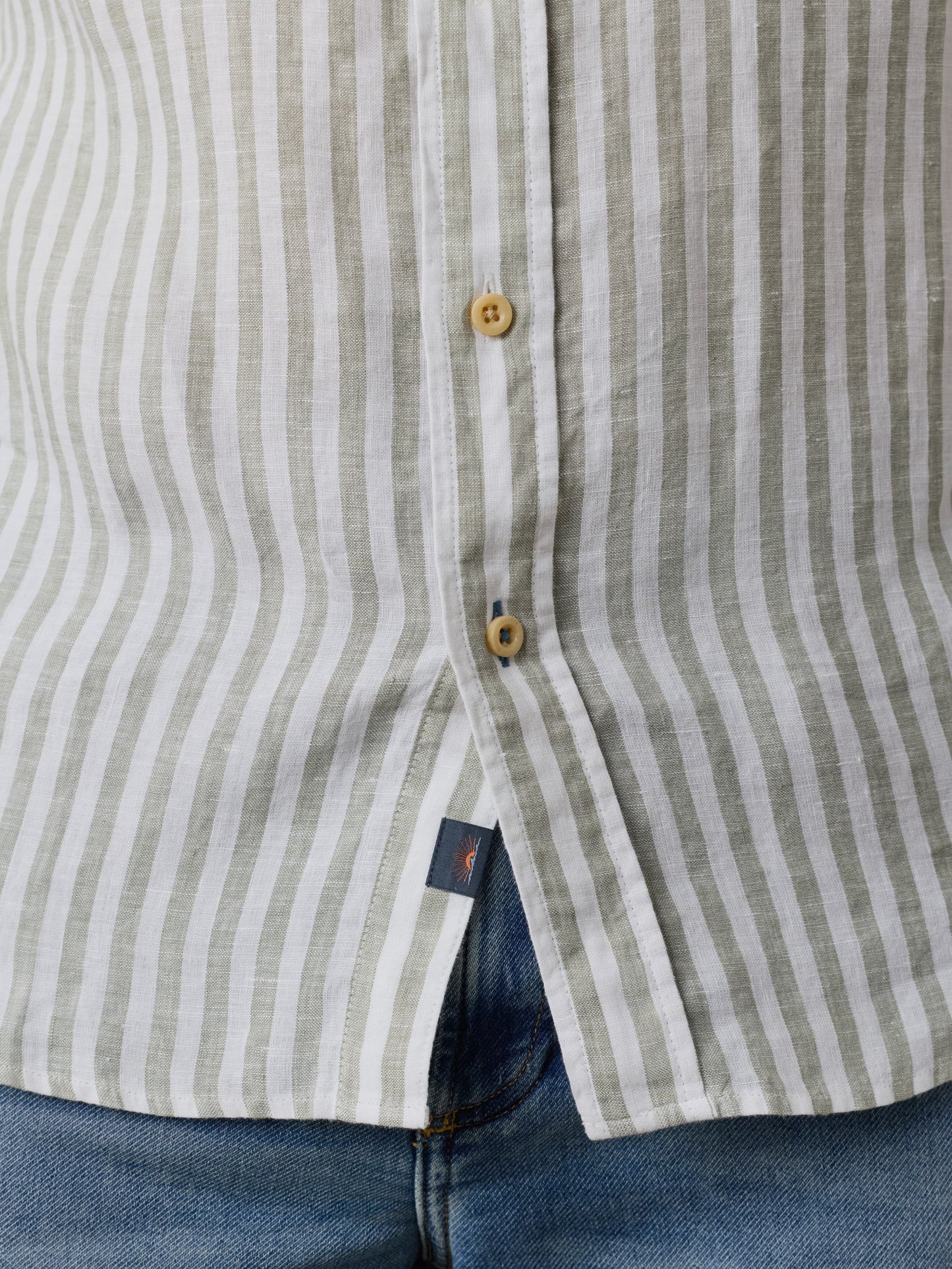 Laguna Linen Shirt - Green Hill Stripe