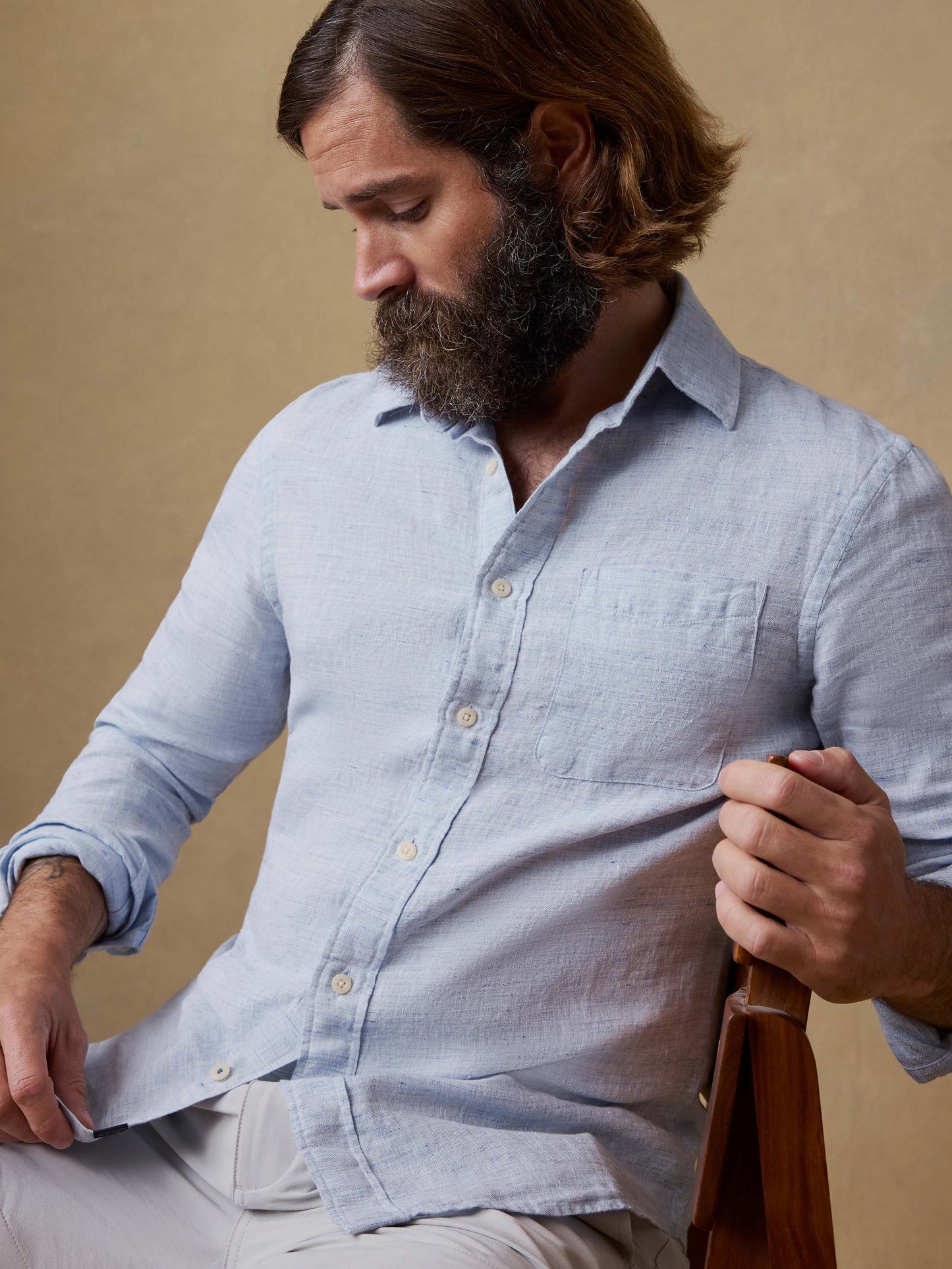 Laguna Linen Shirt - Light Blue Melange