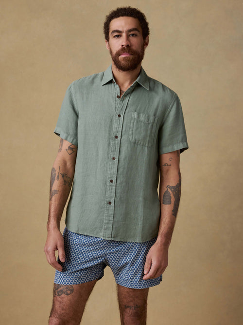 Short-Sleeve Palma Linen Shirt - Spruce