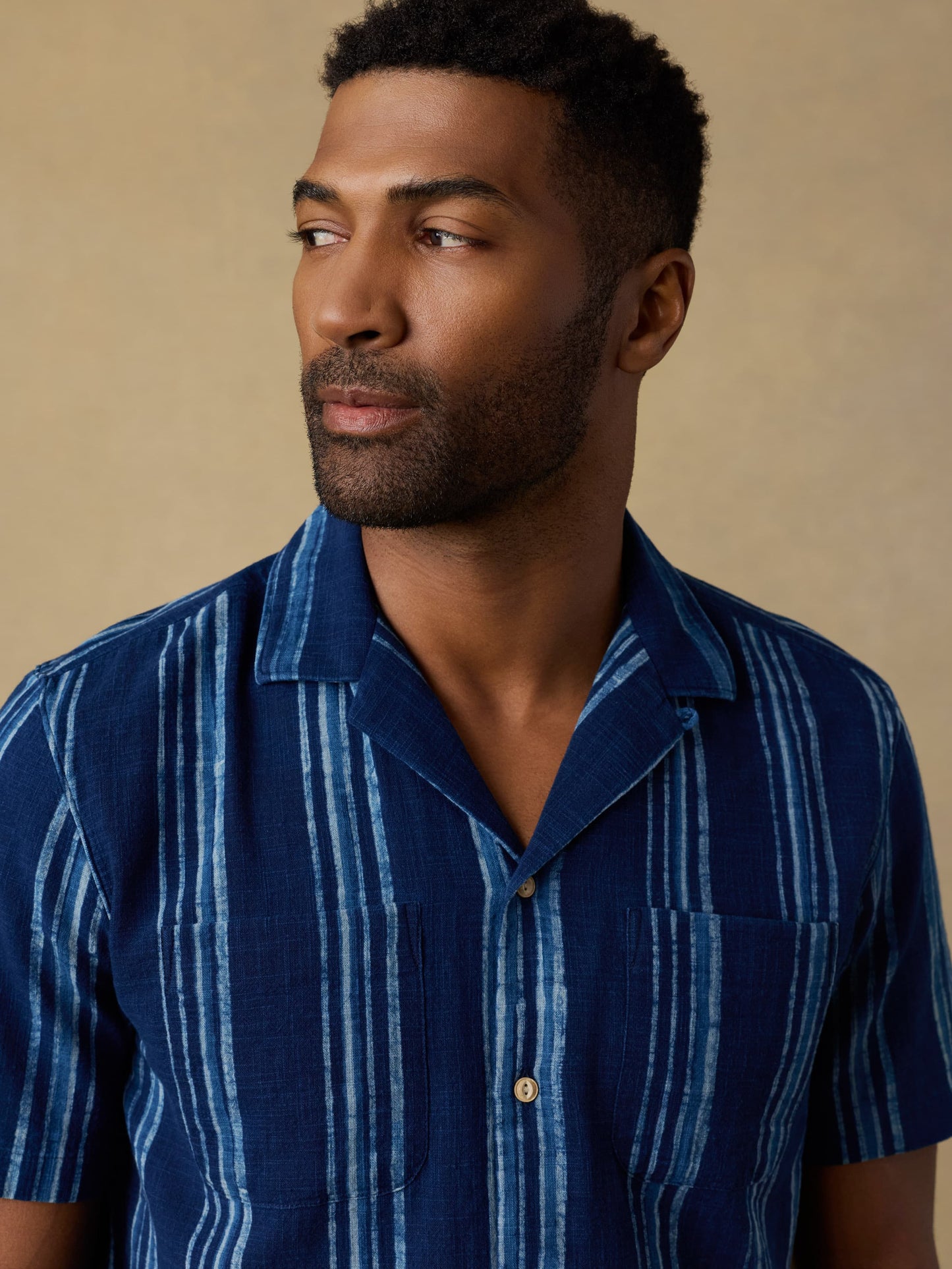 Short-Sleeve Indigo Camp Shirt - Northern Blue Indigo Stripe