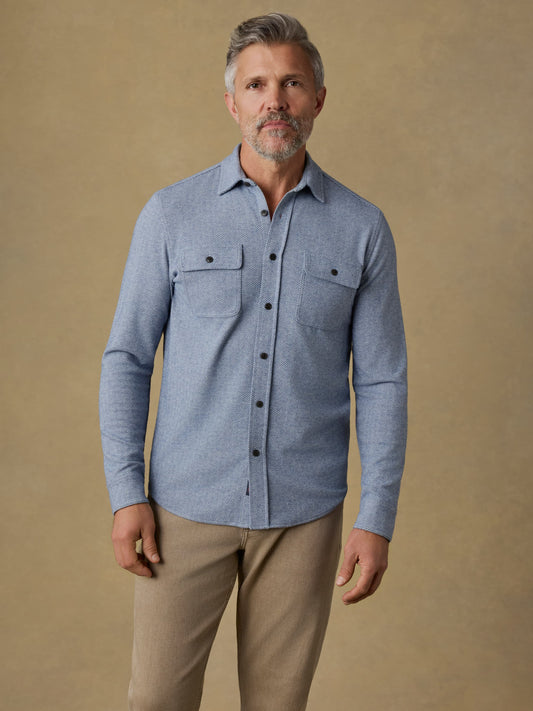 Legend™ Sweater Shirt - Dusty Blue Herringbone