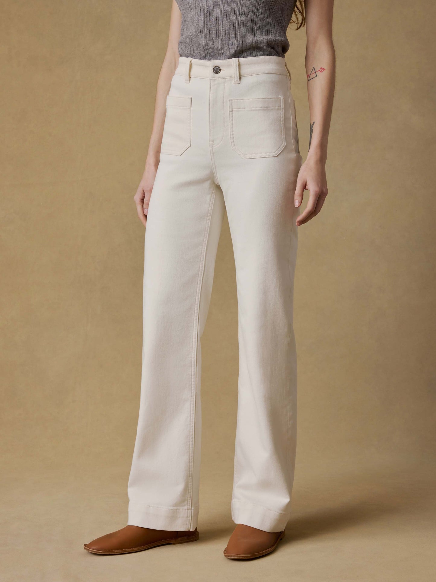 Stretch Terry Patch Pocket Pant - Egret