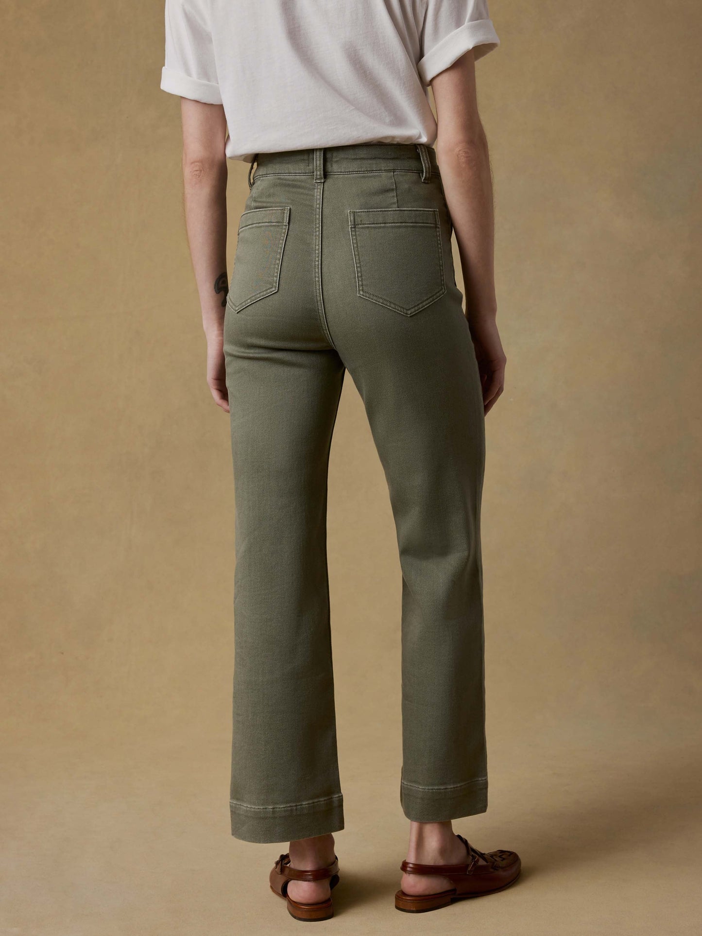 Stretch Terry Patch Pocket Ankle Pant - Island Olive