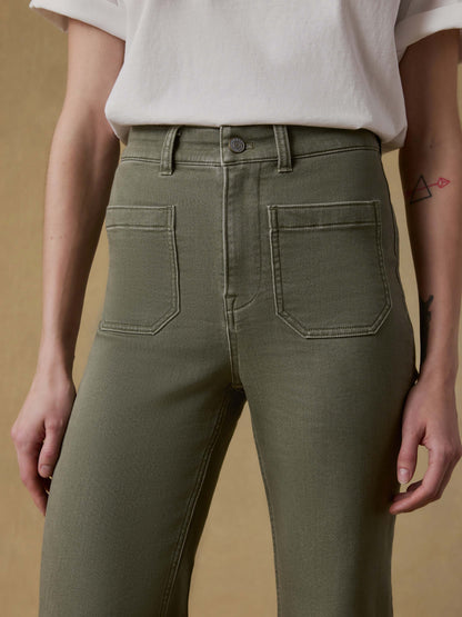 Stretch Terry Patch Pocket Ankle Pant - Island Olive