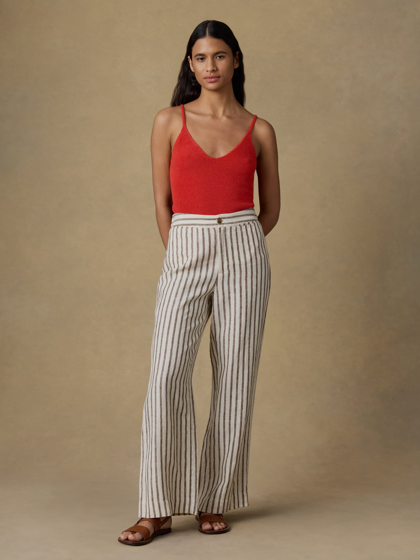 Sun Strider Linen Pant - Cocoa Grove Stripe