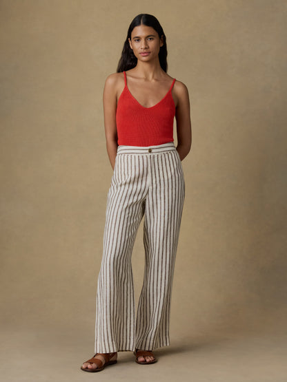 Sun Strider Linen Pant - Cocoa Grove Stripe