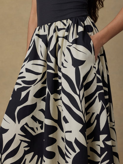 Coastal Poplin Nera Skirt - Garden Sonata