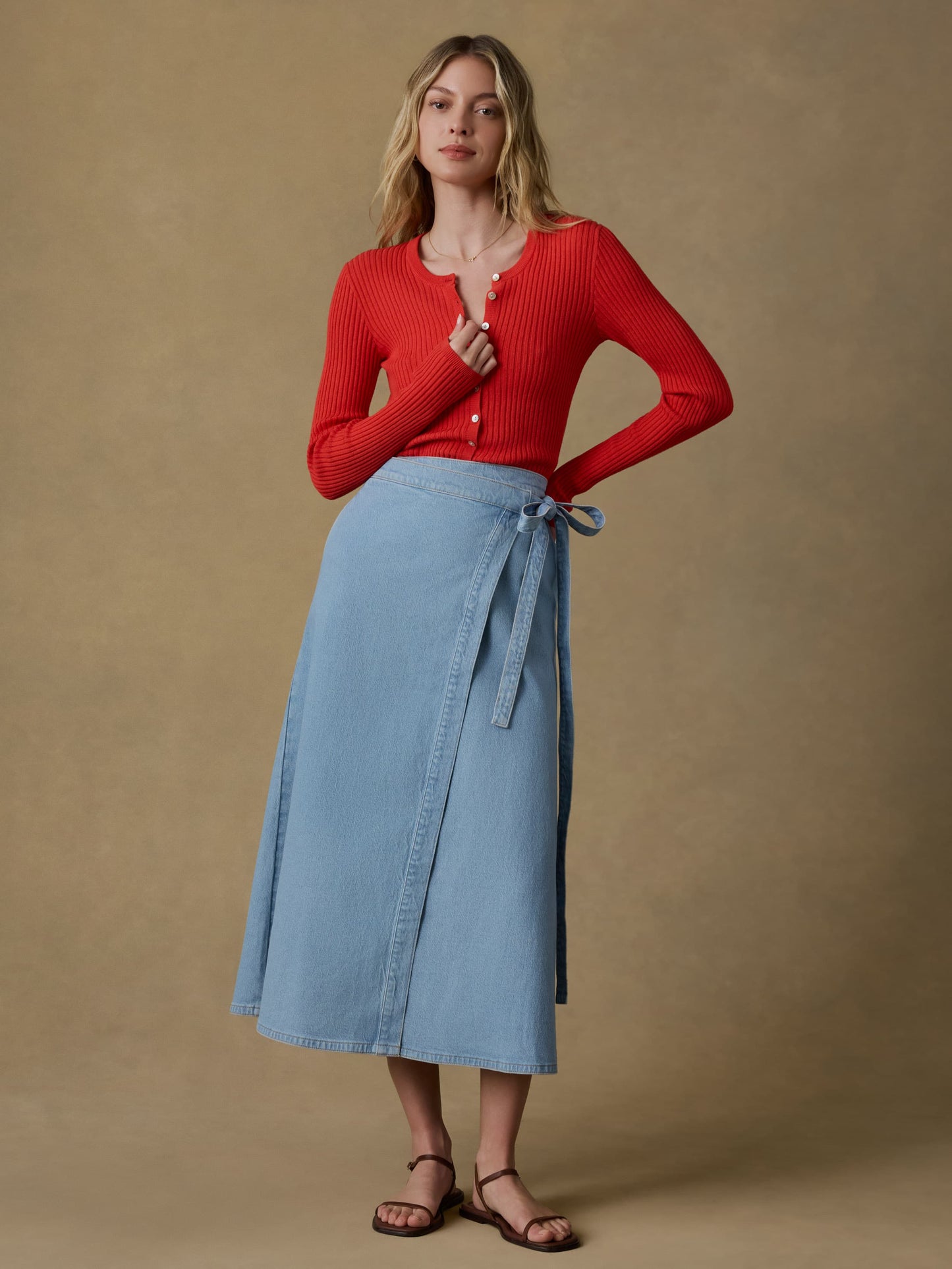 Solstice Denim Wrap Skirt - Bay Drift Wash