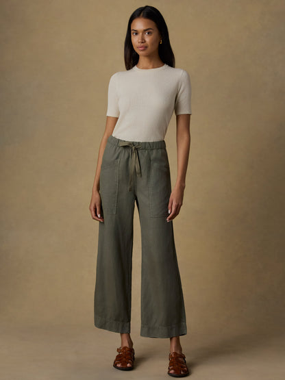 Topanga Drape Ankle Pant - Thyme