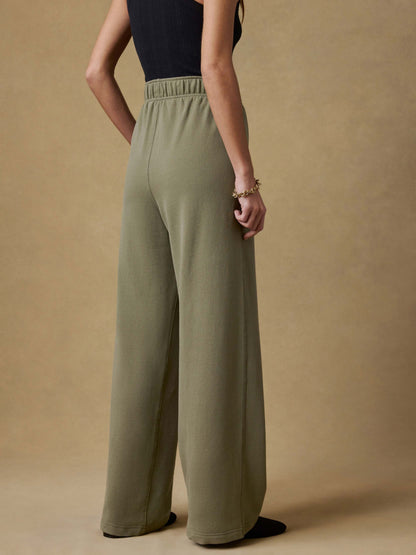High Standard Fleece Wide Leg Sweatpant - Island Olive