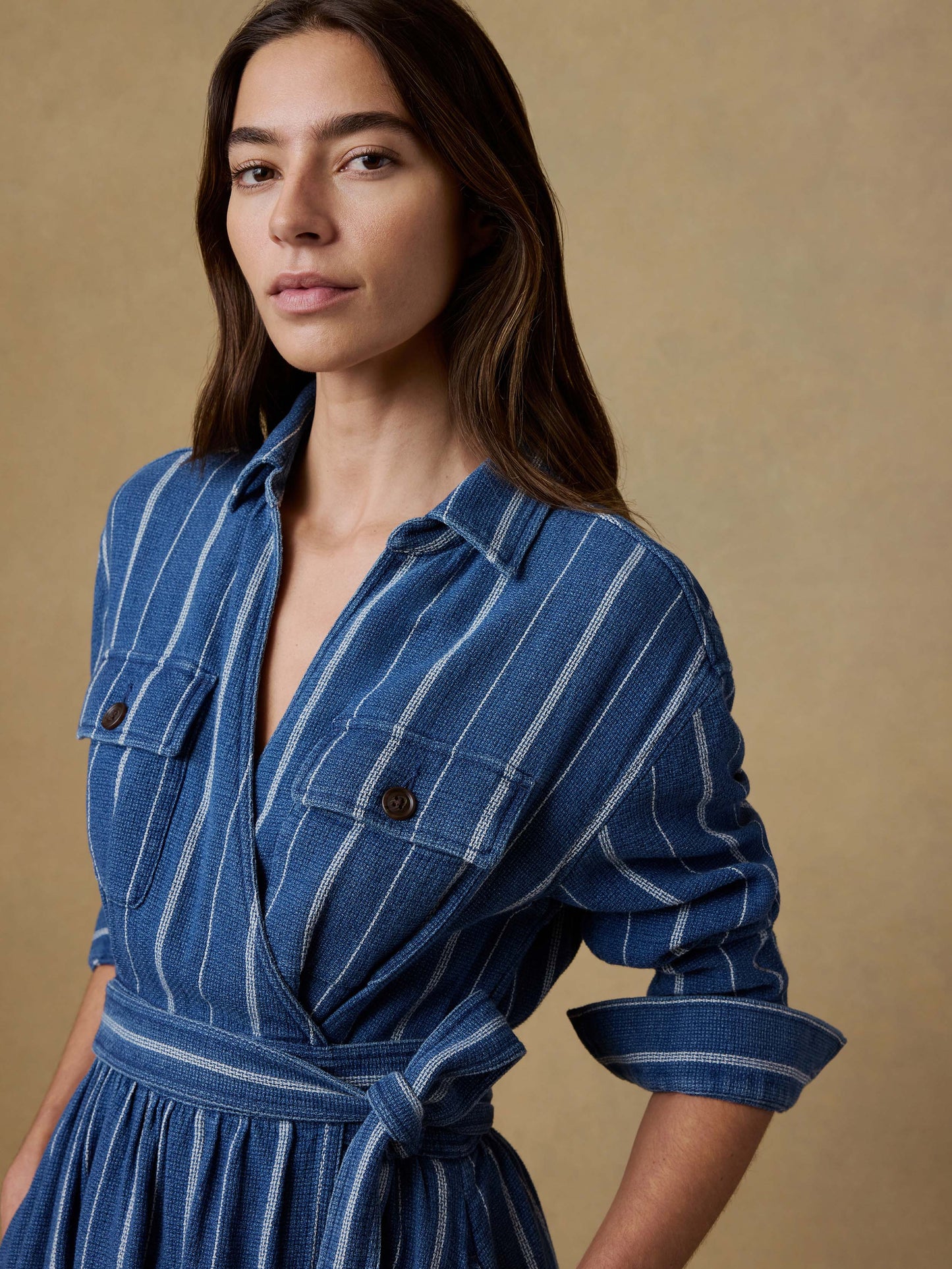 Island Tide Julia Wrap Dress - Indigo Drift Stripe