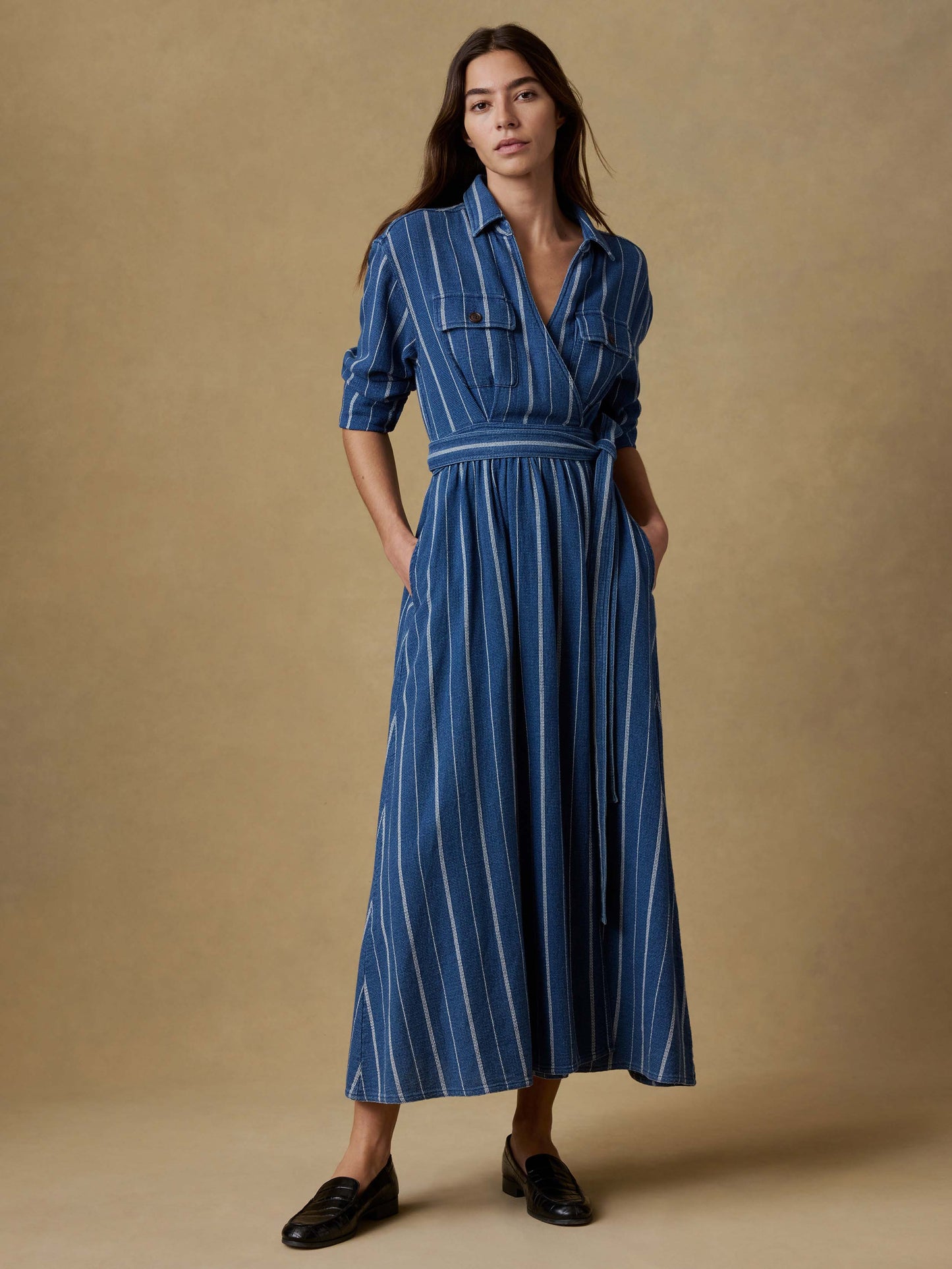 Island Tide Julia Wrap Dress - Indigo Drift Stripe