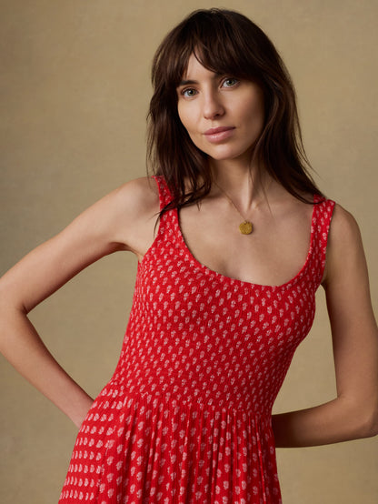 Sophia Smocked Dress - Red Lotus Floral