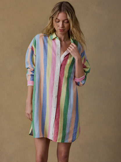 Laguna Linen Mini Shirtdress - Sunbeam Stripe