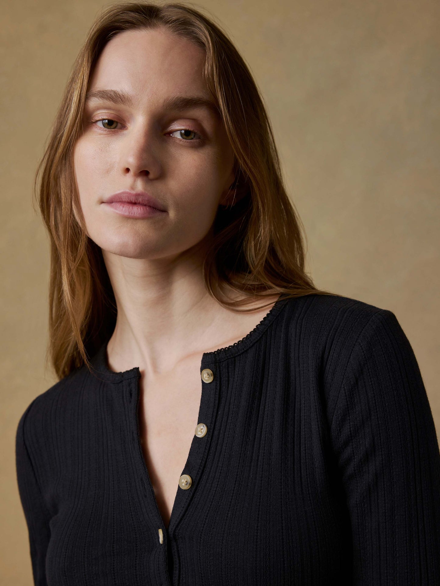 Paradise Pointelle Henley - Black