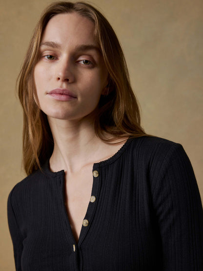 Paradise Pointelle Henley - Black