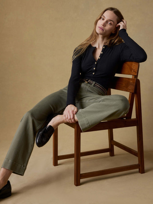 Paradise Pointelle Henley - Black