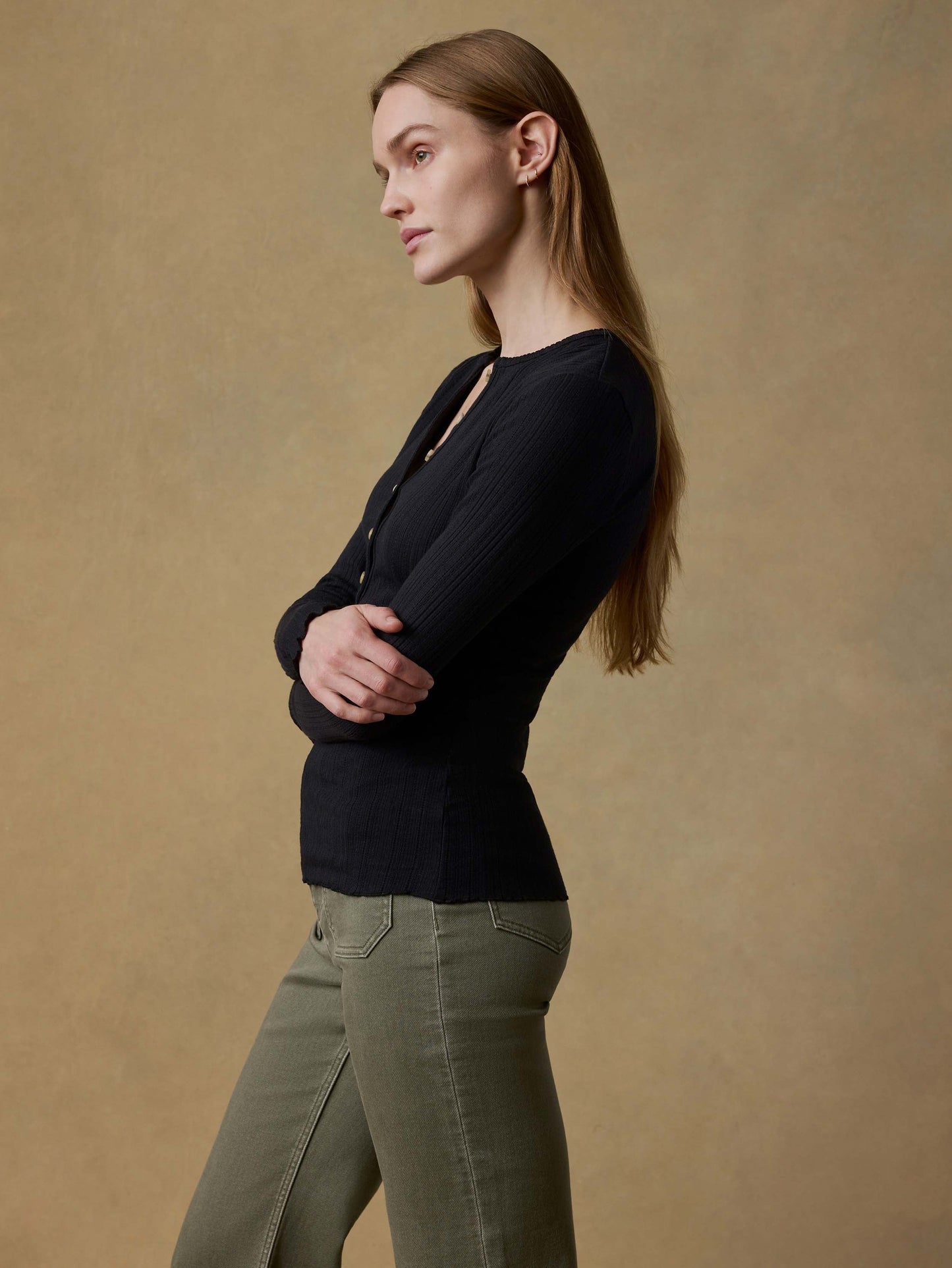 Paradise Pointelle Henley - Black