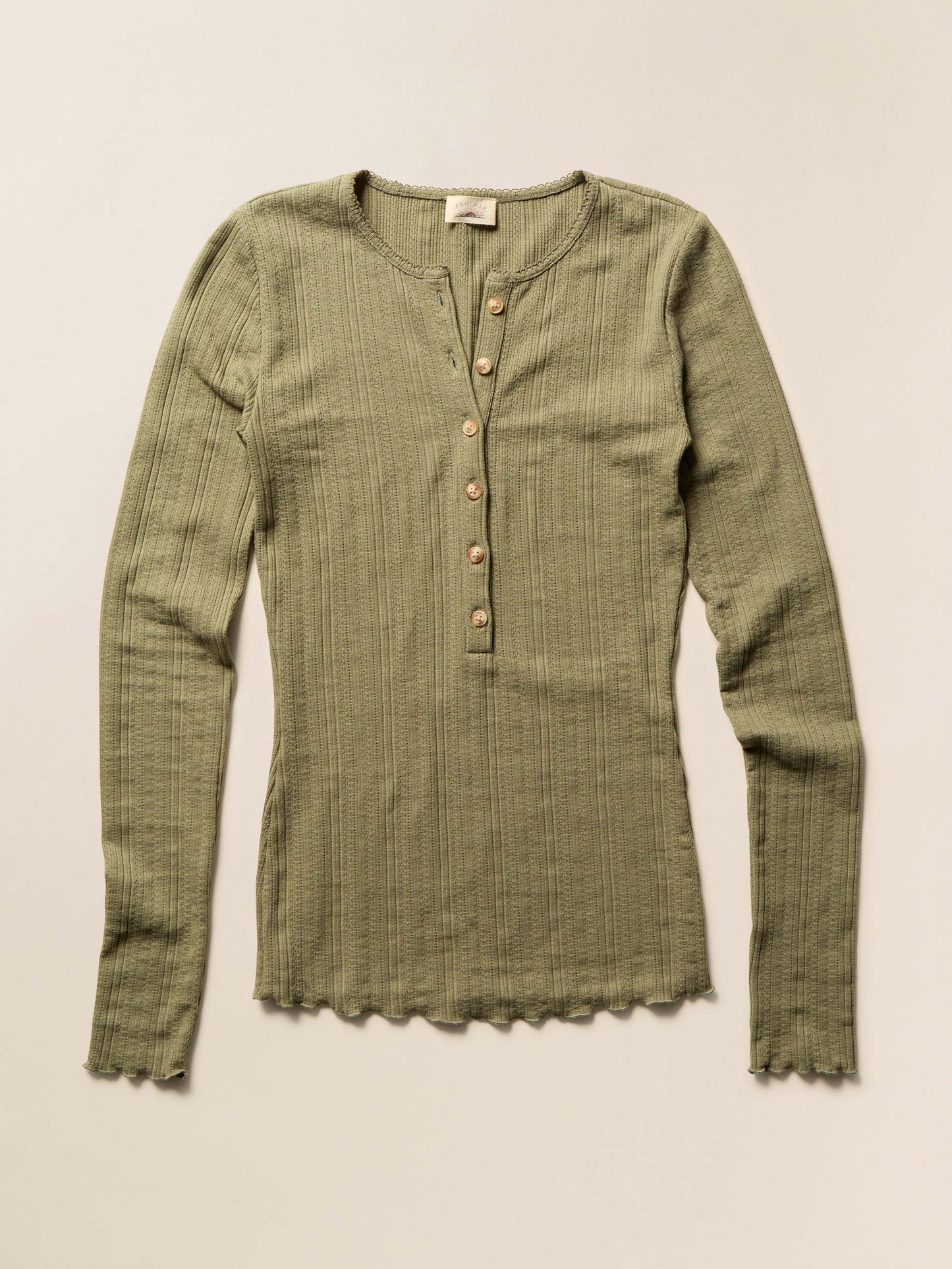 Paradise Pointelle Henley - Island Olive