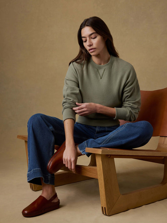 High Standard Fleece Vintage Crewneck - Island Olive
