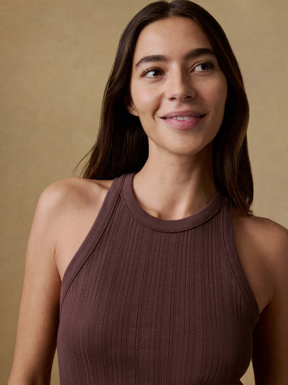 Paradise Pointelle Tank - Chicory Coffee