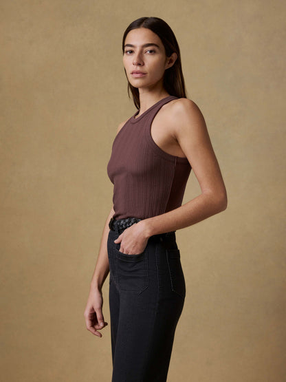 Paradise Pointelle Tank - Chicory Coffee