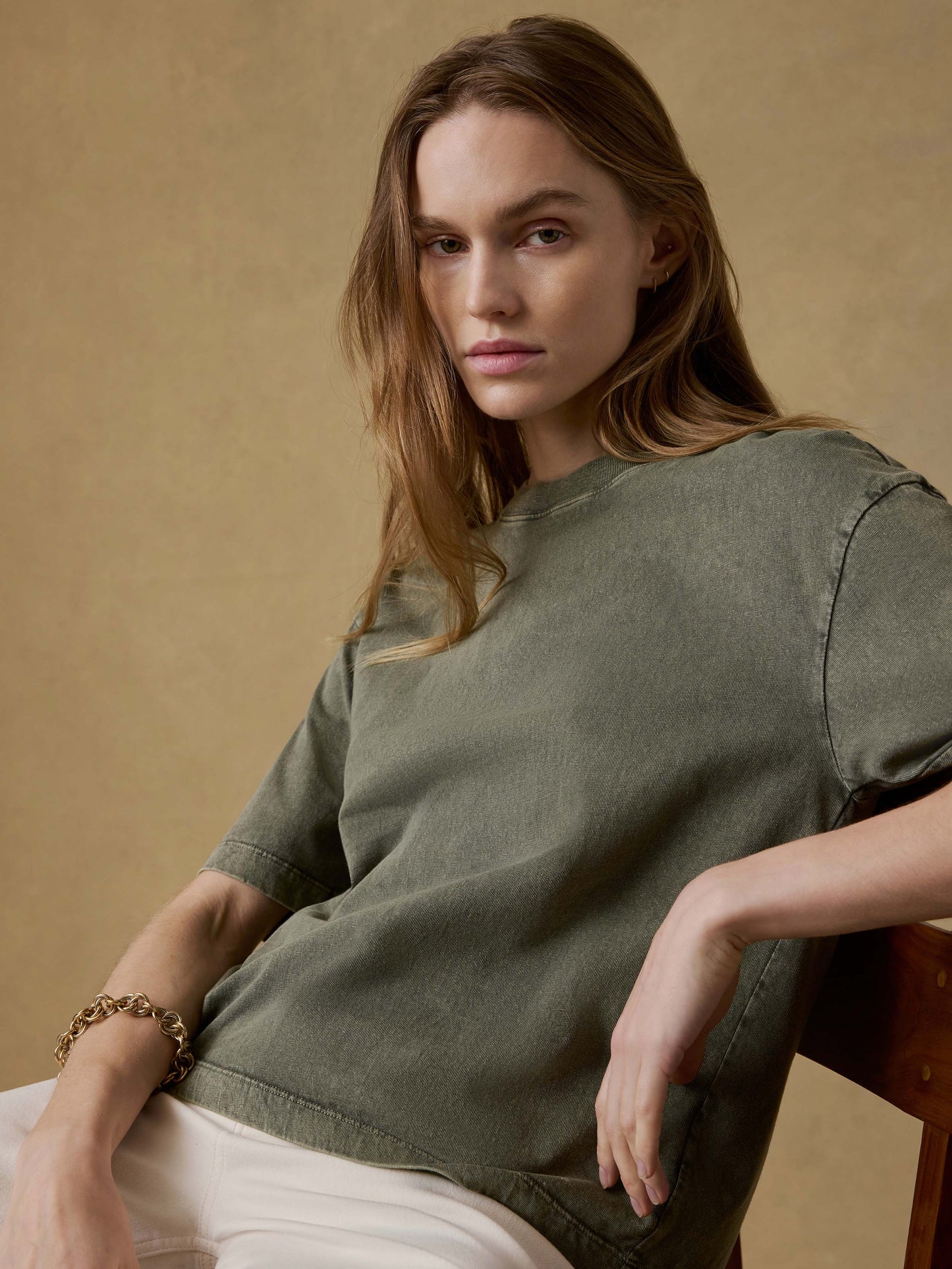 Recycled Cotton Vintage Tee - Island Olive