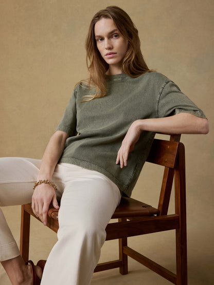 Recycled Cotton Vintage Tee - Island Olive