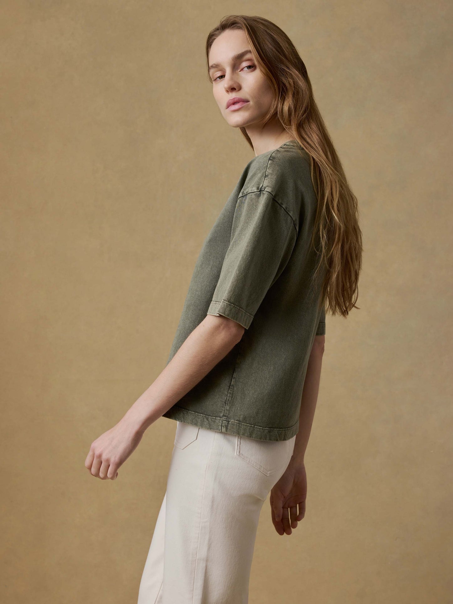 Recycled Cotton Vintage Tee - Island Olive