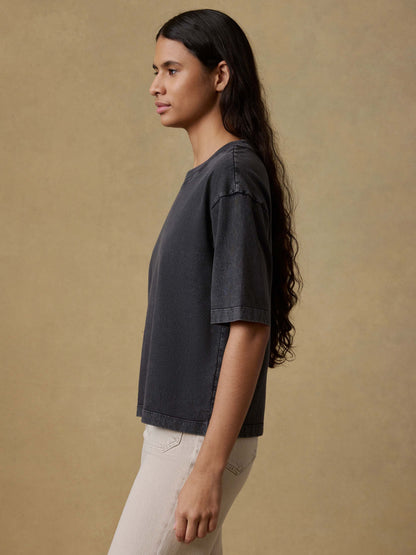 Recycled Cotton Vintage Tee - Washed Black