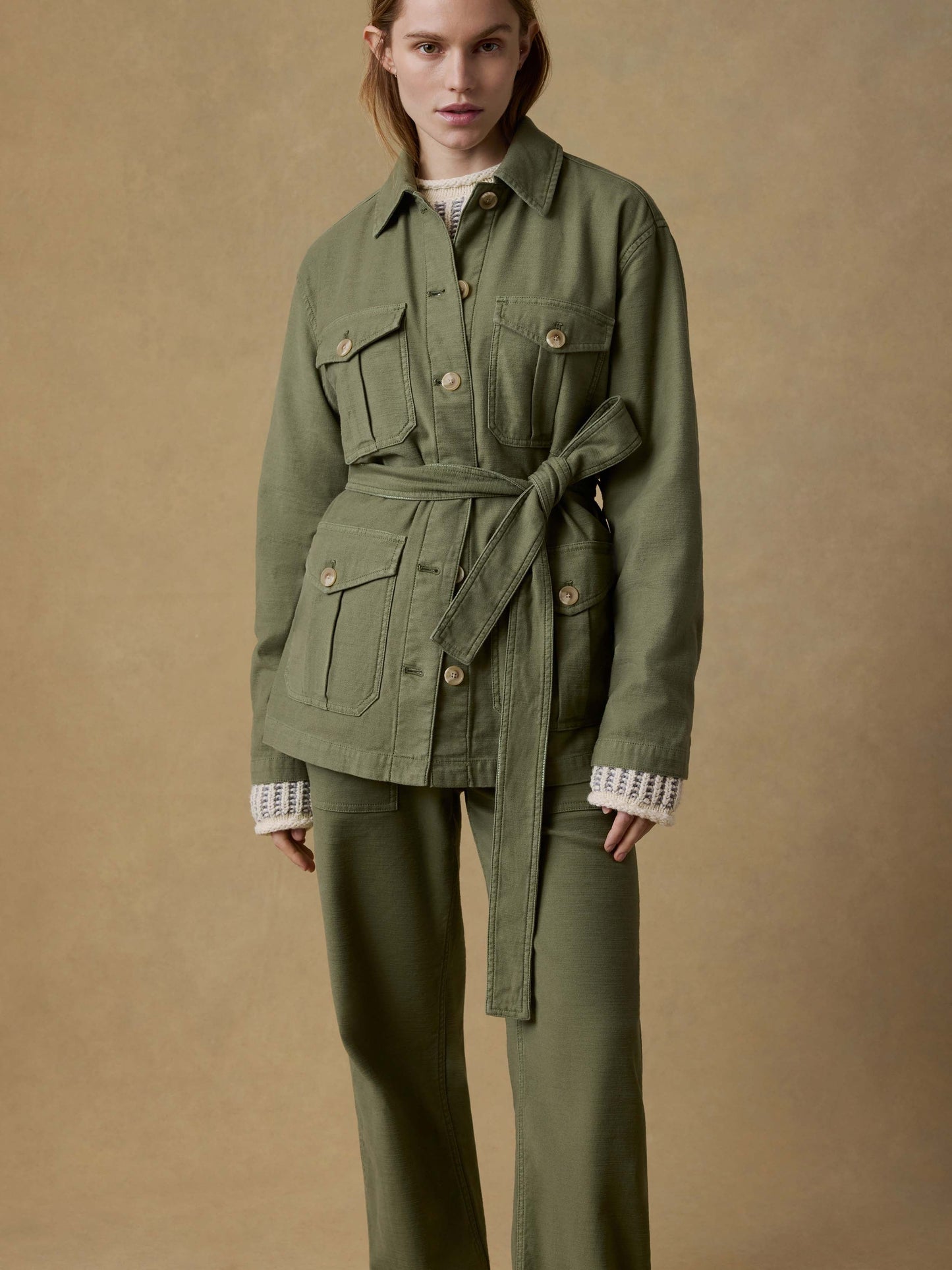 Soft Stretch Safari Jacket - Moss