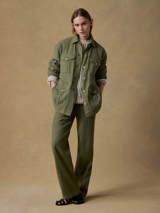 Soft Stretch Safari Jacket - Moss
