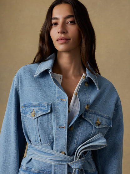Solstice Denim Safari Jacket - Bay Drift Wash