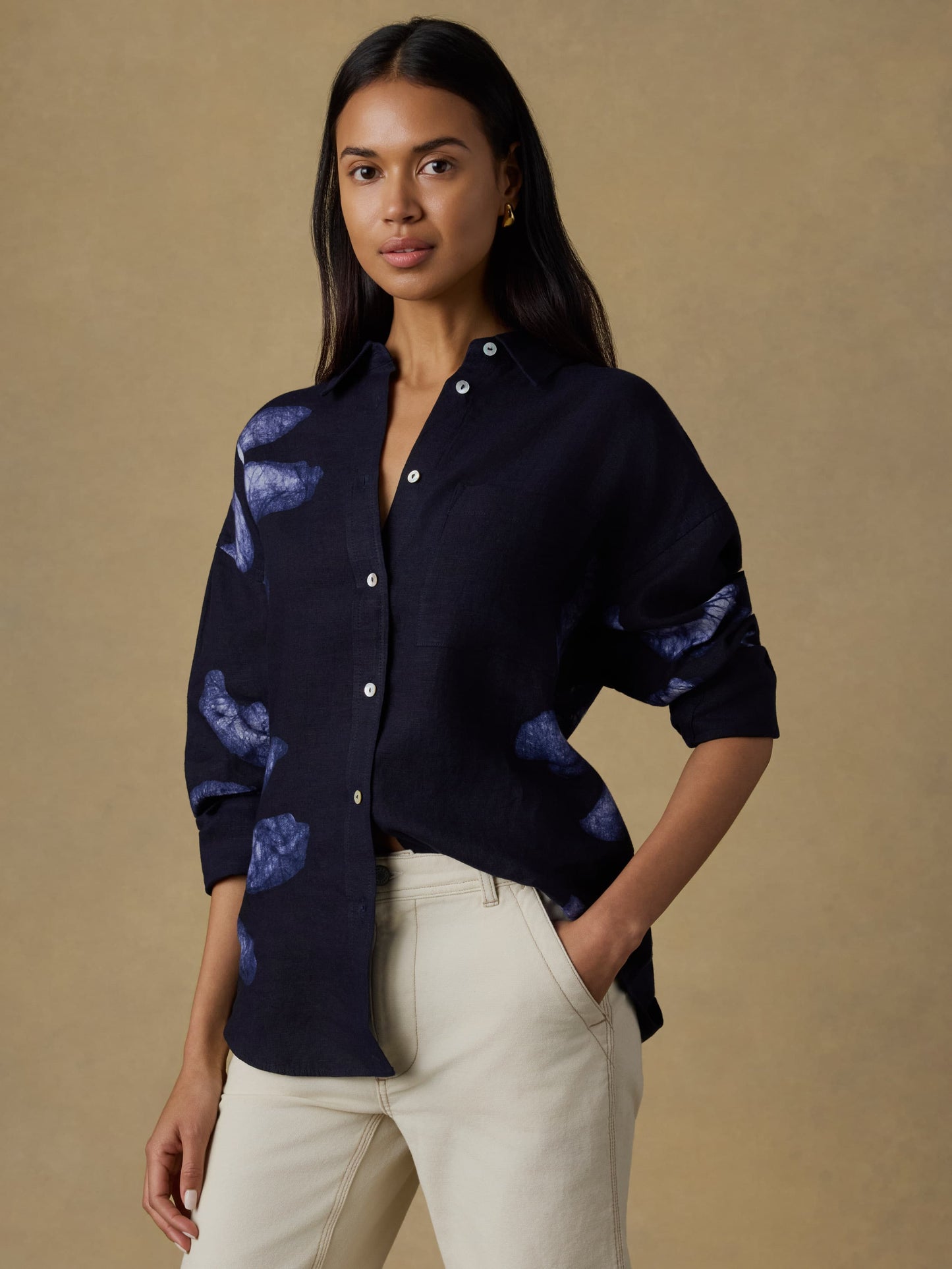Mia Relaxed Shirt - Midnight Batik Floral