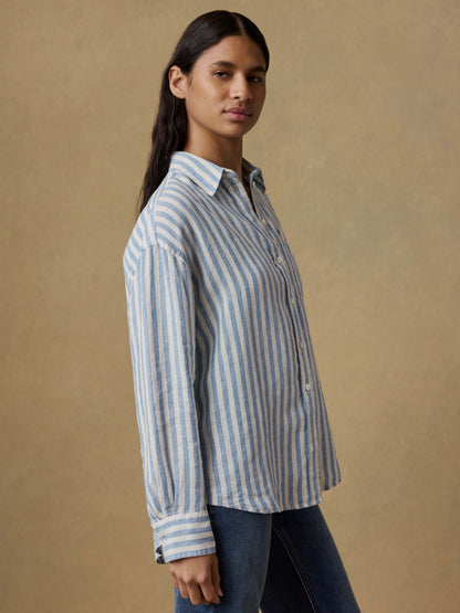 Laguna Linen Relaxed Shirt - Ocean Lucy Stripe