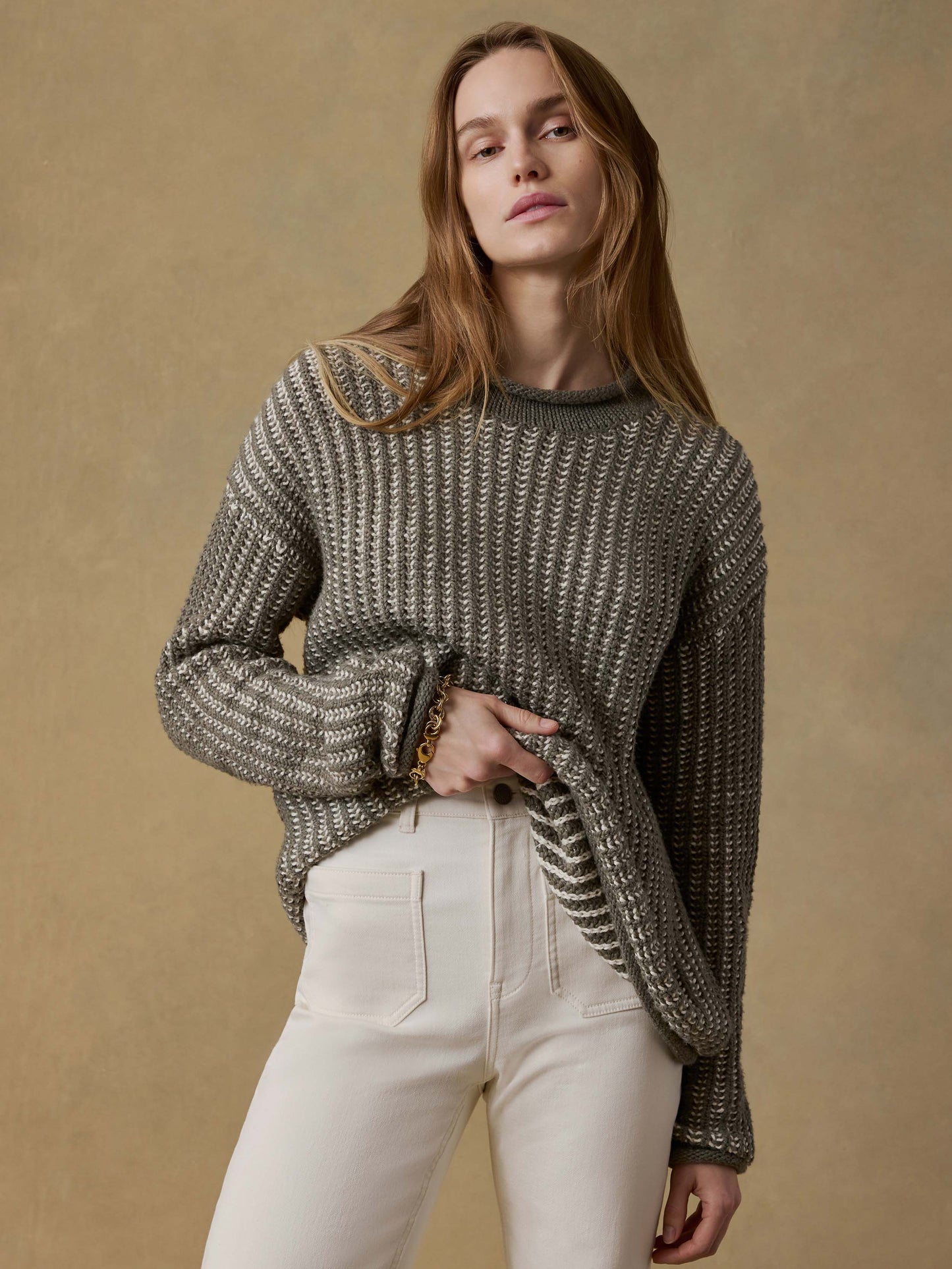 Heirloom Cotton Rollneck Sweater - Olive