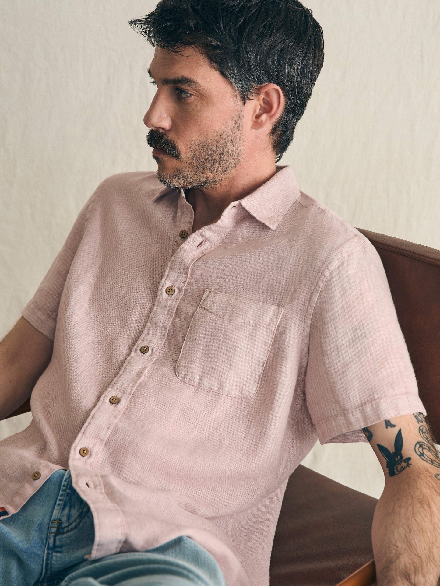 Short-Sleeve Palma Linen Shirt - Coastal Mauve