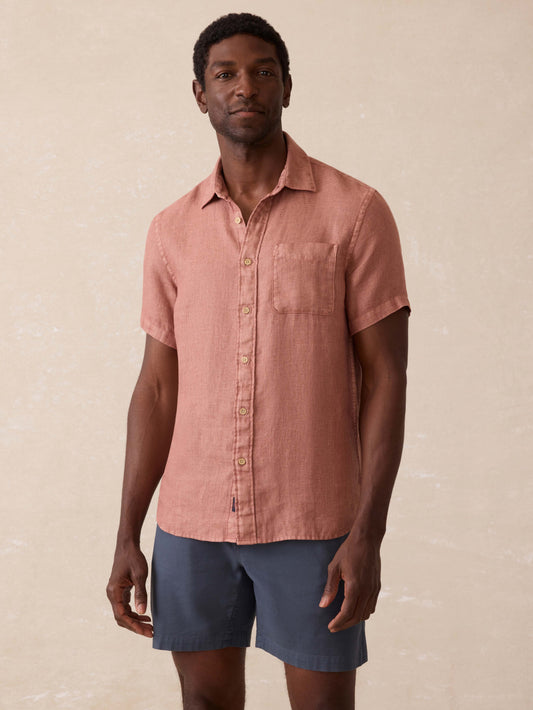 Short-Sleeve Palma Linen Shirt - Cedar Rose