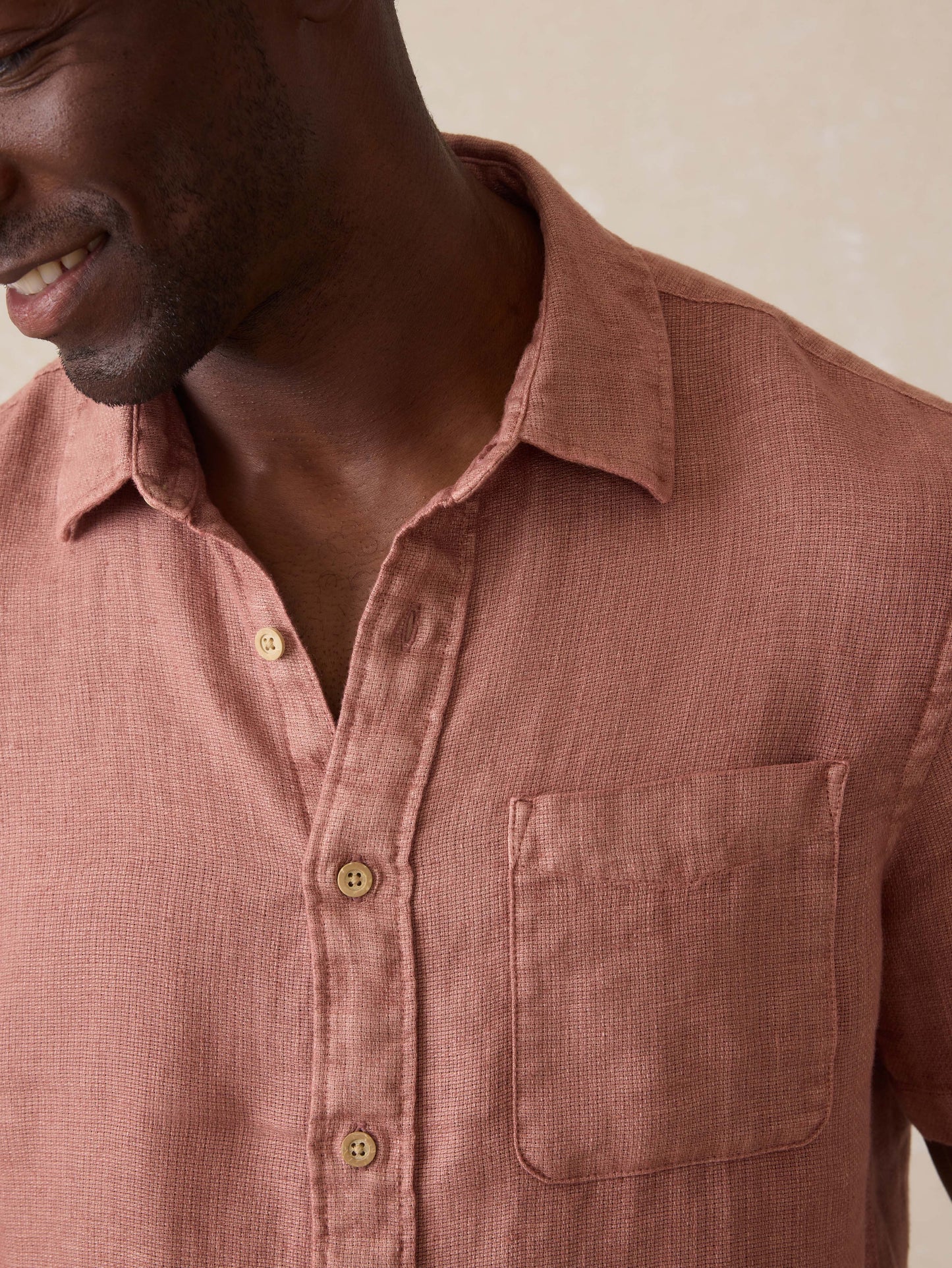 Short-Sleeve Palma Linen Shirt - Cedar Rose