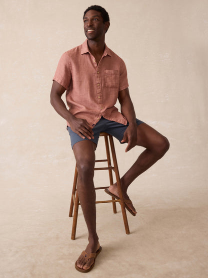 Short-Sleeve Palma Linen Shirt - Cedar Rose