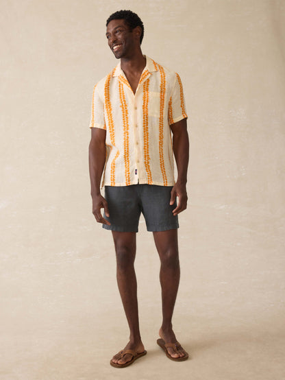Short-Sleeve Shibori Palma Linen Shirt - Citrus Valley