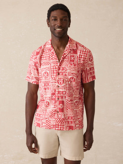 Surf Ghana Short-Sleeve Breeze Camp Shirt - Sankofa Tile Clay