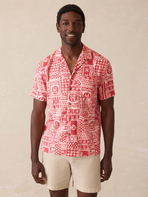 Surf Ghana Short-Sleeve Breeze Camp Shirt - Sankofa Tile Clay