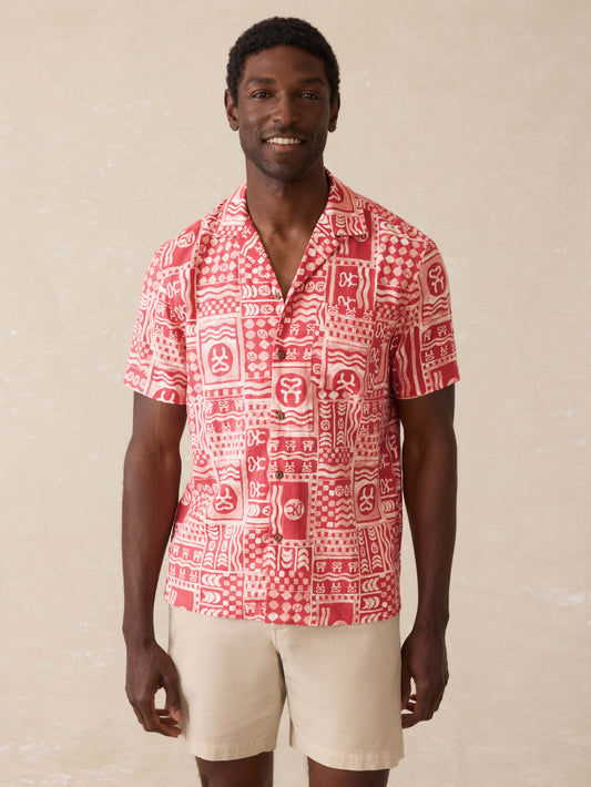 Surf Ghana Short-Sleeve Breeze Camp Shirt - Sankofa Tile Clay