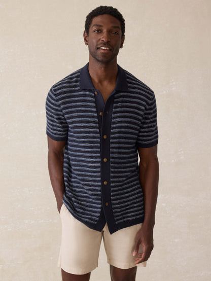 Short-Sleeve Sweater Shirt (Tall) - Northern Depths Stripe