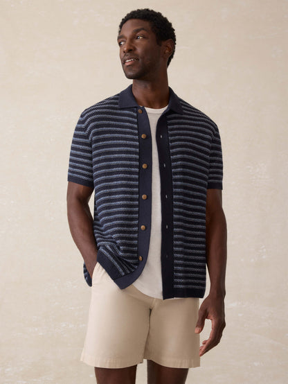 Short-Sleeve Sweater Shirt (Tall) - Northern Depths Stripe