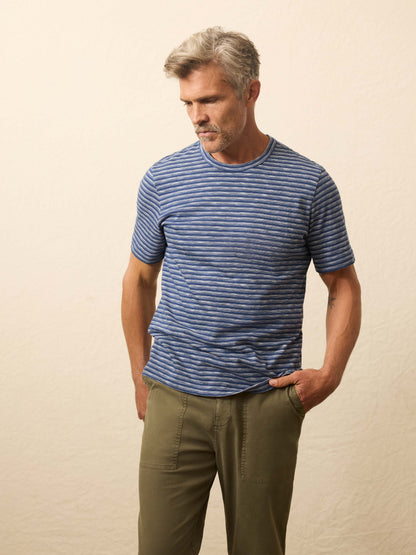 Sunwashed Regenerative Tee - River Rapids Stripe