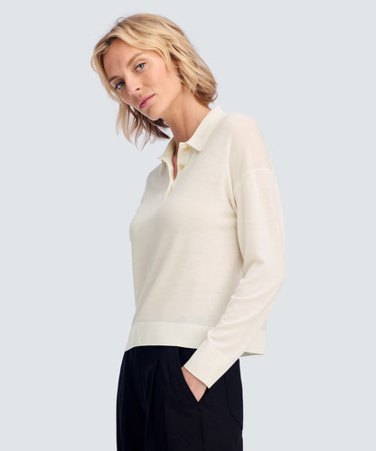 Women’s Long Sleeve Fine Knit Polo